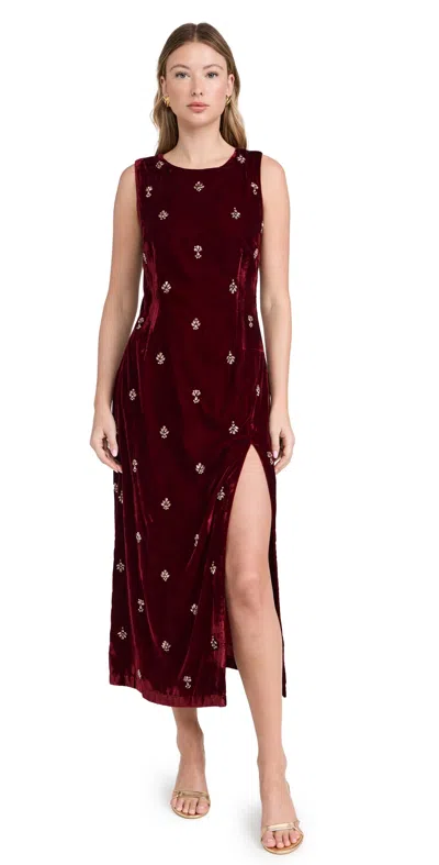 Misa Delaney Dress Garnet Velvet In Multi