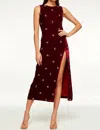 Misa Delaney Dress Garnet Velvet In Multi