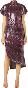 Misa Divia Dress In Fuchsia Ikat Sequin In Multi