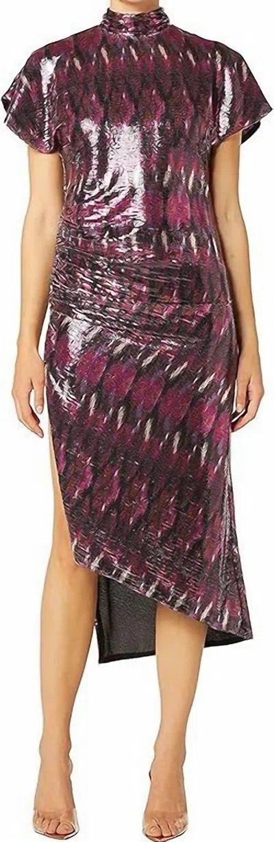 Misa Divia Dress In Fuchsia Ikat Sequin In Multi