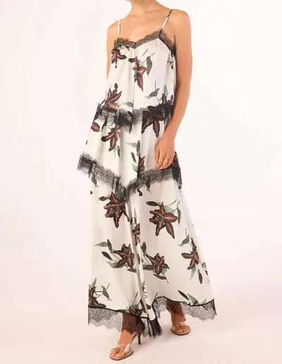 Misa Domina Maxi Skirt In Black Lily In Multi