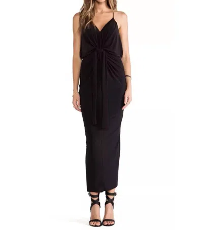 Misa Domino V-neck Knot Front Maxi Dress In Black