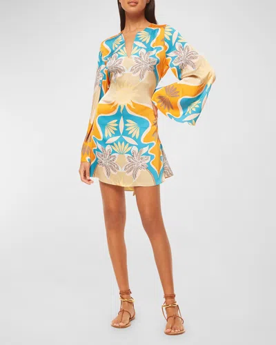 Misa Dusty Long-sleeve Tunic Dress In Bain De Soleil