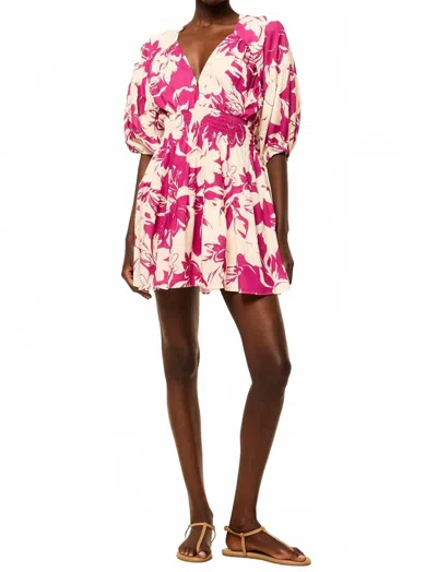Misa Eight Dress In Fusch Flora Linen In Pink