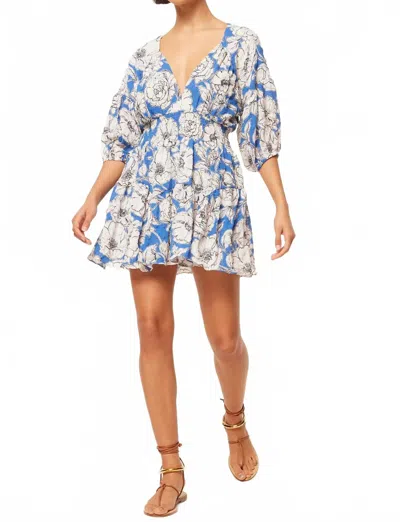Misa Eight Mini Dress In Gardenia Crinkle In Blue