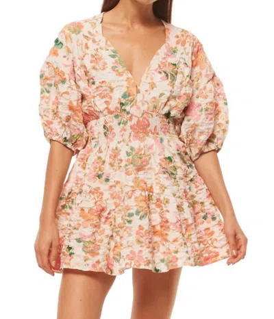 Misa Eight Mini Dress In Persimmon Crinkle In Multi