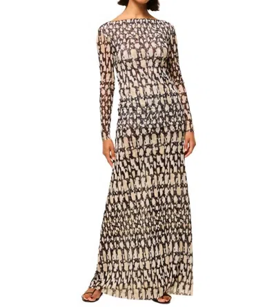 Misa Ekat Abstract Geo Mesh Skirt In Black/white In Multi