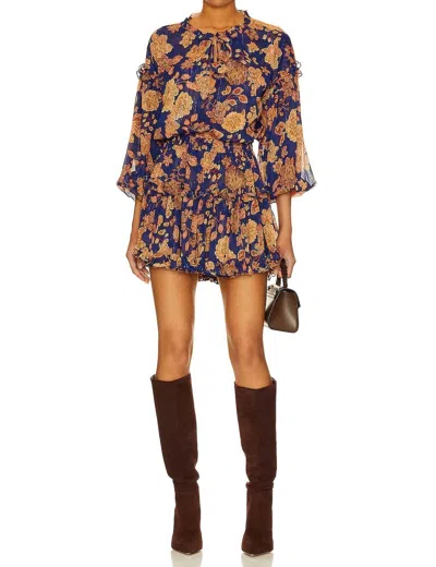 Misa Elena Dress In Blue Marigold Flora In Multi