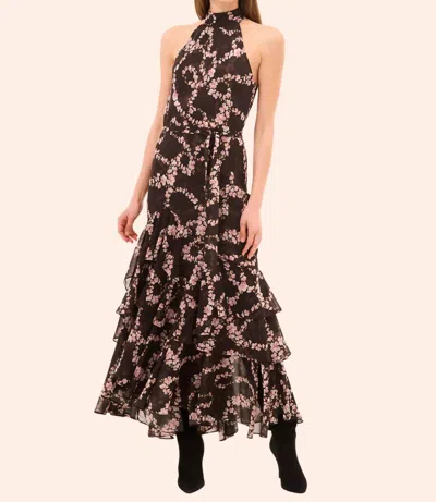 Misa Eliana Dress In Chained Blossom Chiffon In Multi