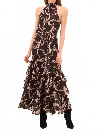 Misa Eliana Maxi Dress In Brown In Blue