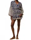 Misa Elisabetta Mini Dress In Blue Mosaic Tile Mix In Multi