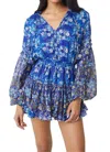 Misa Elisabetta Mini Dress In Bohemian Border In Blue