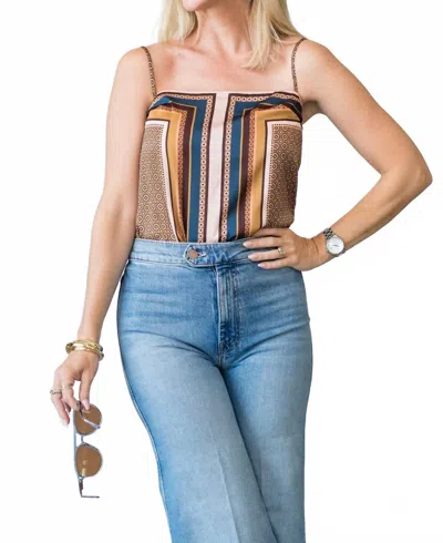 Misa Elva Satin Camisole Top In Tile Scarf In Multi
