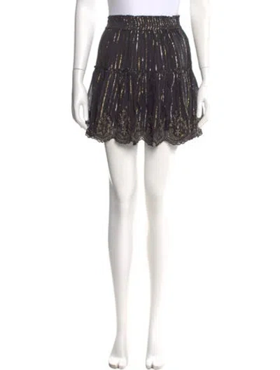 Pre-owned Misa Embroidered Accent Mini Skirt In Black