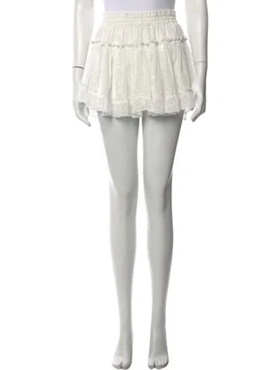 Pre-owned Misa Embroidered Accent Mini Skirt In White