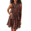 Misa Emogene Sleeveless Dress In Peacock Abstract In Multi