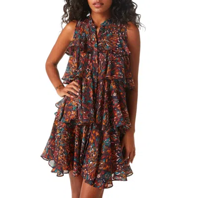 Misa Emogene Sleeveless Dress In Peacock Abstract In Multi