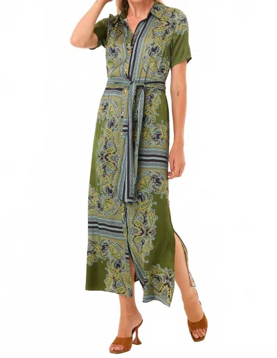 Misa Esmerelda Dress In Moss Scarf In Green