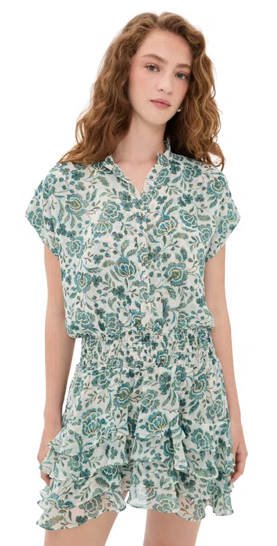 Misa Evie Dress Azure Flora In Green