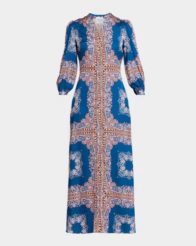 Misa Farrah Printed Maxi Dress In Sapphire T