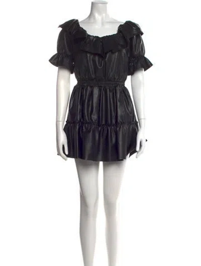 Pre-owned Misa Faux Leather Mini Dress In Black