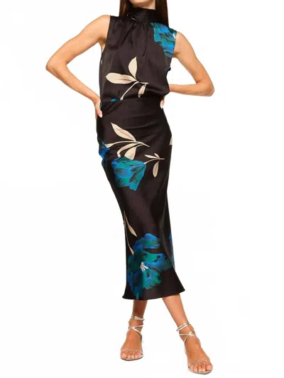 Misa Fay Skirt In Night Shade Floral In Black