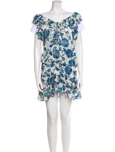 Pre-owned Misa Floral Print Bow Accents Skirt Set In Multi