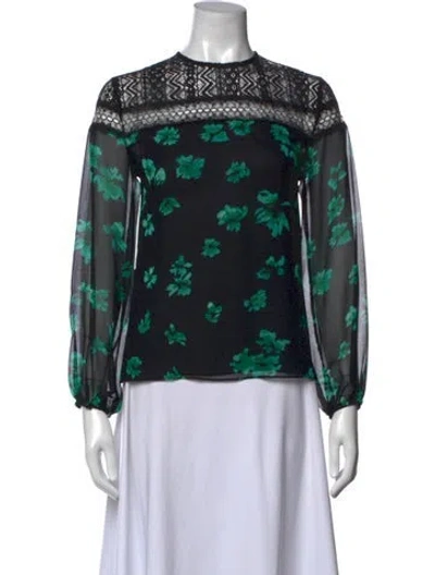 Pre-owned Misa Floral Print Crew Neck Blouse In Multi