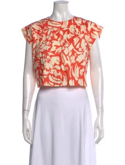 Pre-owned Misa Floral Print Crew Neck Crop Top W/ Tags In Multi