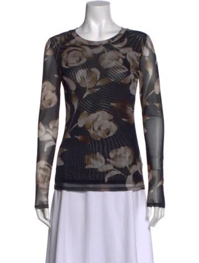 Pre-owned Misa Floral Print Crew Neck Top In Multi