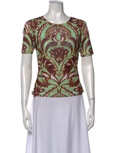 Pre-owned Misa Floral Print Crew Neck Top W/ Tags In Green