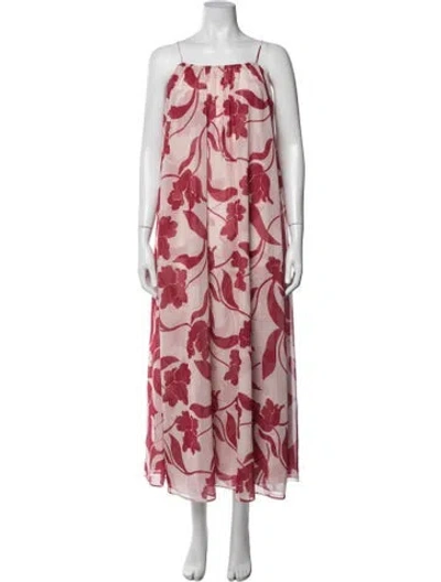 Pre-owned Misa Floral Print Dress Set In Red