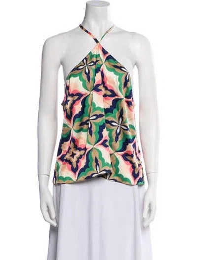 Pre-owned Misa Floral Print Halterneck Blouse In Multi