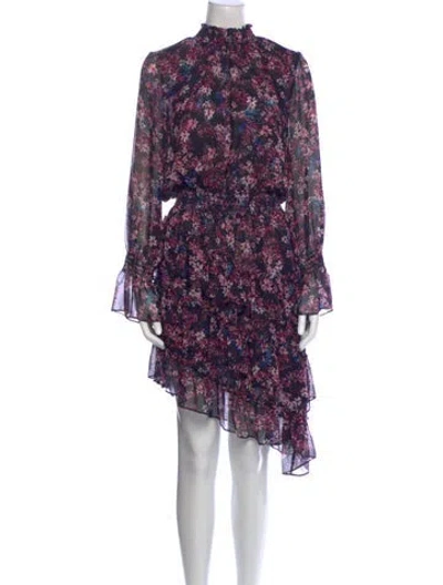 Pre-owned Misa Floral Print Knee-length Dress In Black
