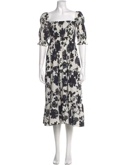 Pre-owned Misa Floral Print Knee-length Dress In Black