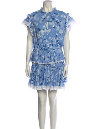 Pre-owned Misa Floral Print Knee-length Dress In Blue