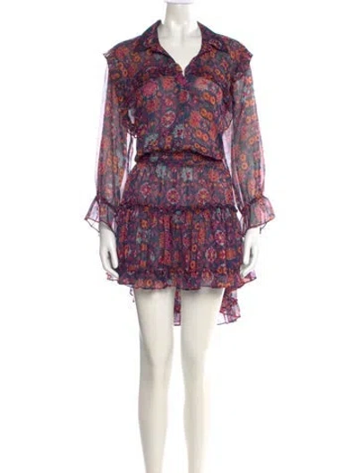 Pre-owned Misa Floral Print Knee-length Dress In Blue