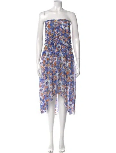 Pre-owned Misa Floral Print Knee-length Dress In Blue