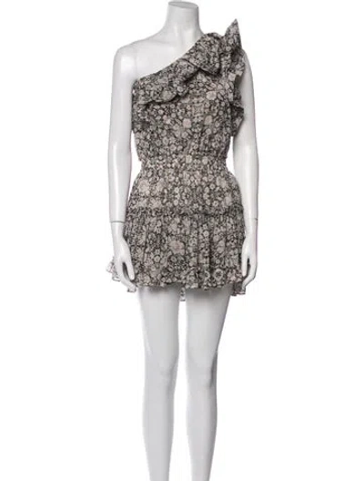 Pre-owned Misa Floral Print Knee-length Dress In Gray
