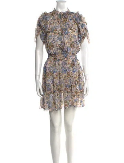 Pre-owned Misa Floral Print Knee-length Dress In Neutral