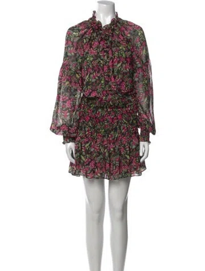 Pre-owned Misa Floral Print Knee-length Dress In Pink