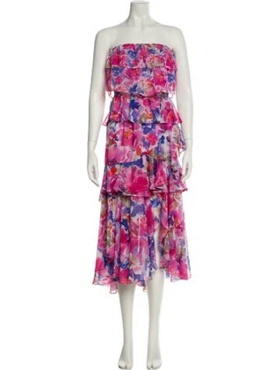 Pre-owned Misa Floral Print Knee-length Dress In Pink