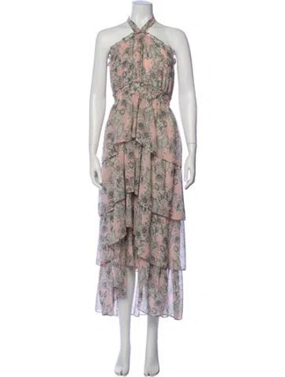 Pre-owned Misa Floral Print Knee-length Dress In Pink