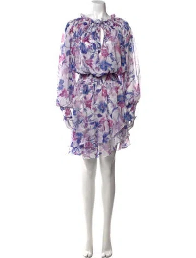 Pre-owned Misa Floral Print Knee-length Dress In Purple