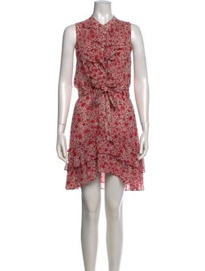 Pre-owned Misa Floral Print Knee-length Dress In Red