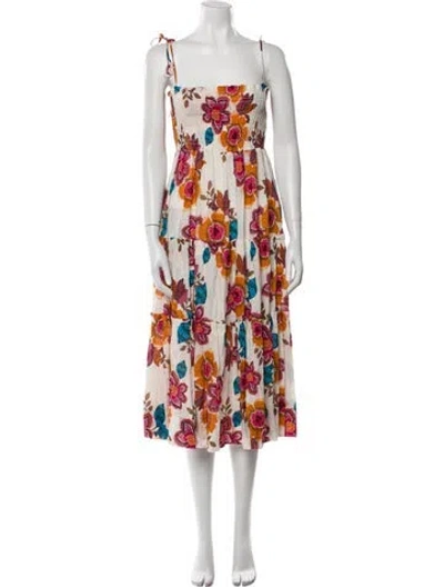 Pre-owned Misa Floral Print Knee-length Dress W/ Tags In White