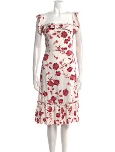 Pre-owned Misa Floral Print Knee-length Dress In White