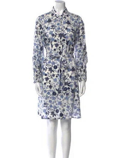 Pre-owned Misa Floral Print Knee-length Dress In White