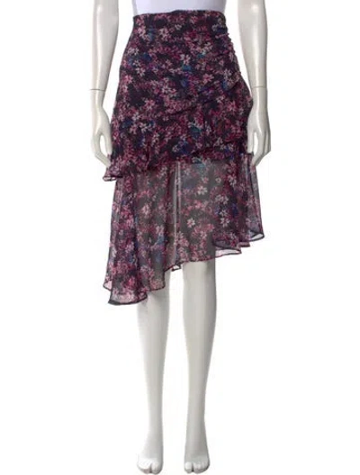 Pre-owned Misa Floral Print Knee-length Skirt In Black