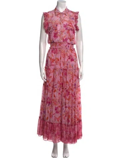 Pre-owned Misa Floral Print Long Dress